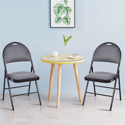 Costway Set of 6 Folding Chairs Fabric Upholstered Padded Seat 